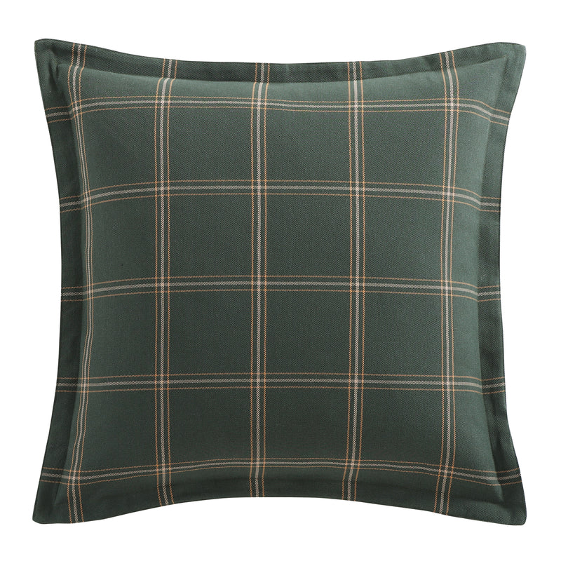 Green Windowpane Plaid Euro Sham