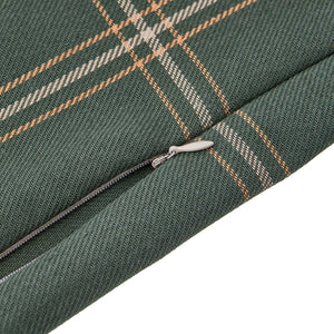 Green Windowpane Plaid Lumbar Pillow