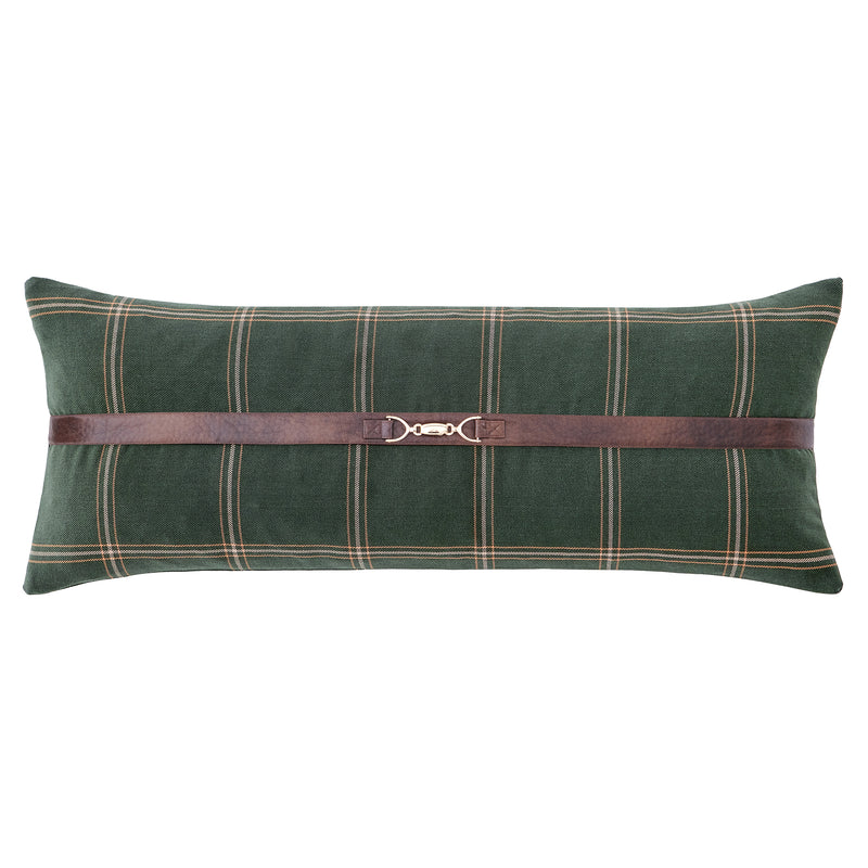 Green Windowpane Plaid Lumbar Pillow