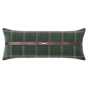 Green Windowpane Plaid Lumbar Pillow