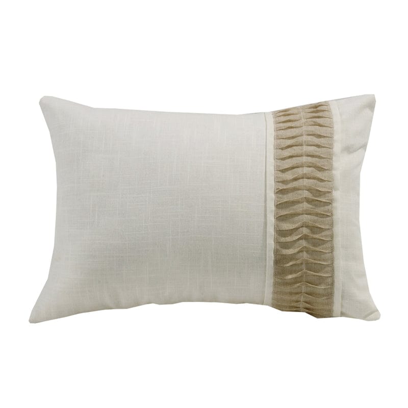 Newport White Linen Pillow with Ruching Detail
