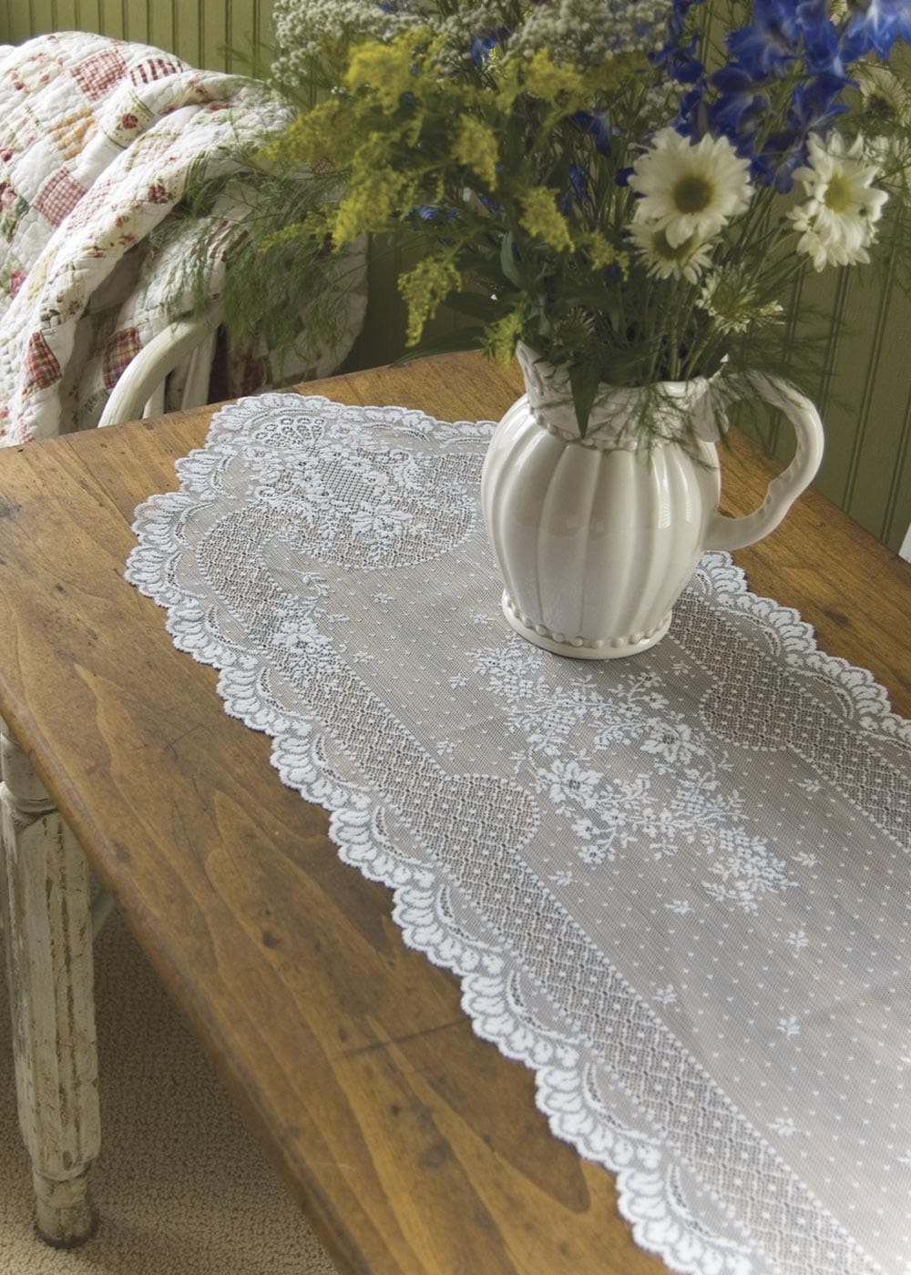 Floret White Lace Runner 72"