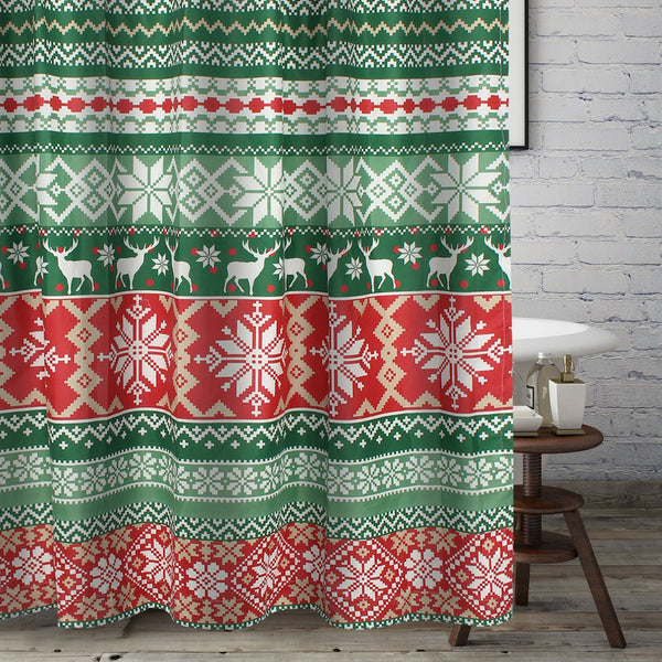 Fairisle Gift Christmas Pattern Print Bathroom Shower Curtain