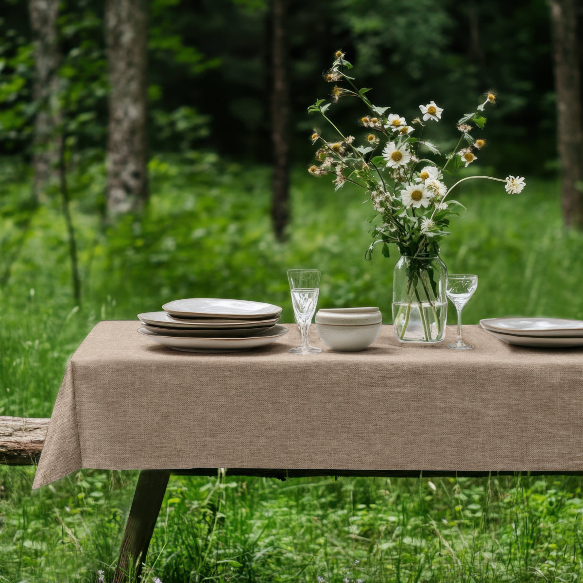 Rustic Faux Burlap Tablecloth