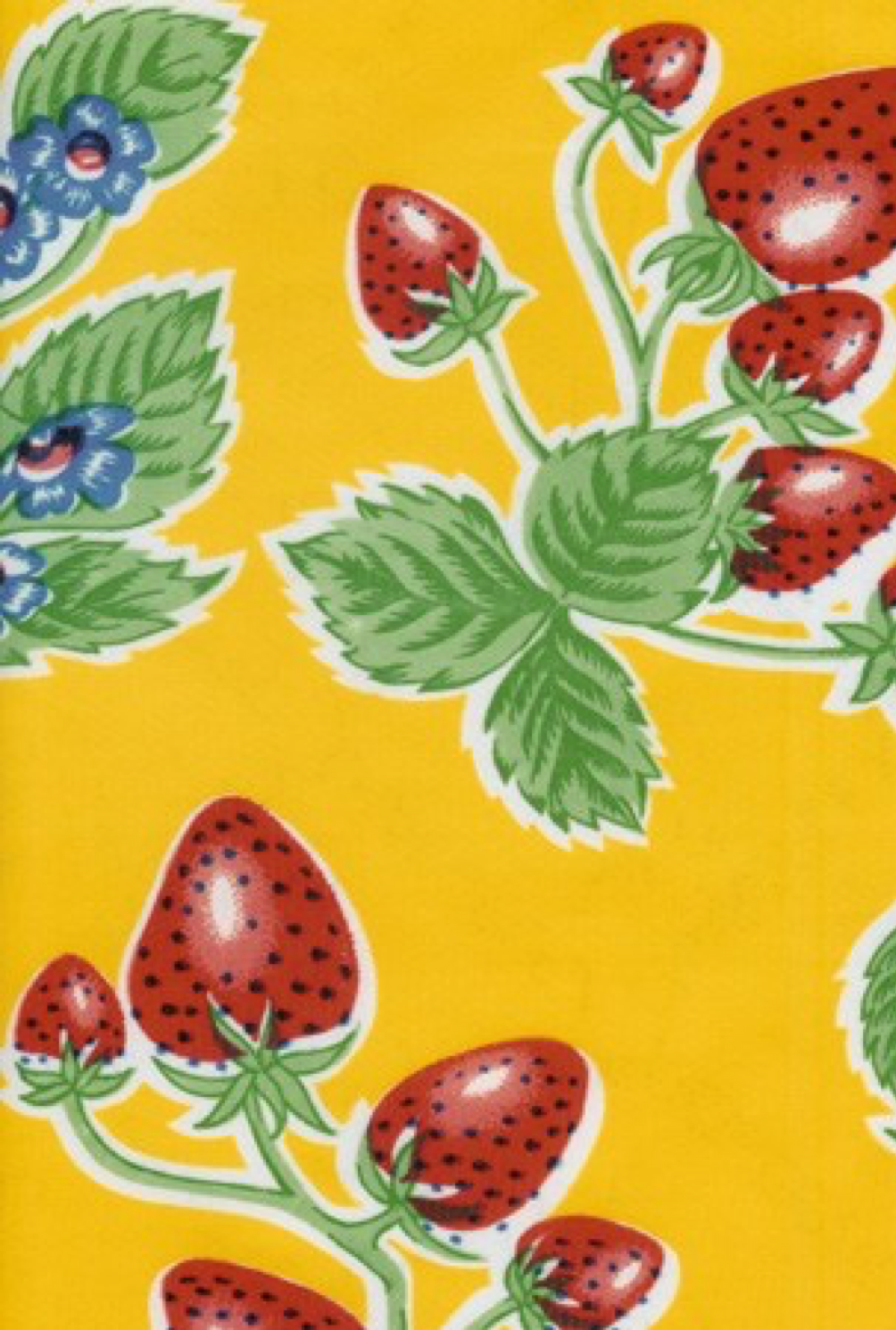 Forever Strawberry Yellow 68" Round Oilcloth Tablecloth