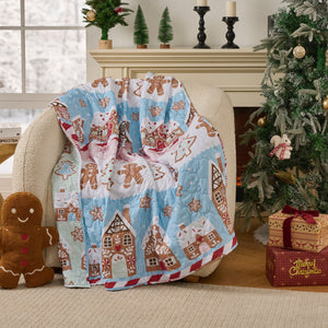 Gingerbread Lane Pastel Quilted Throw