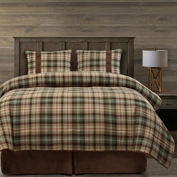 Green plaid shop bed skirt