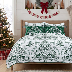 Noella Green Matelasse Coverlet Set