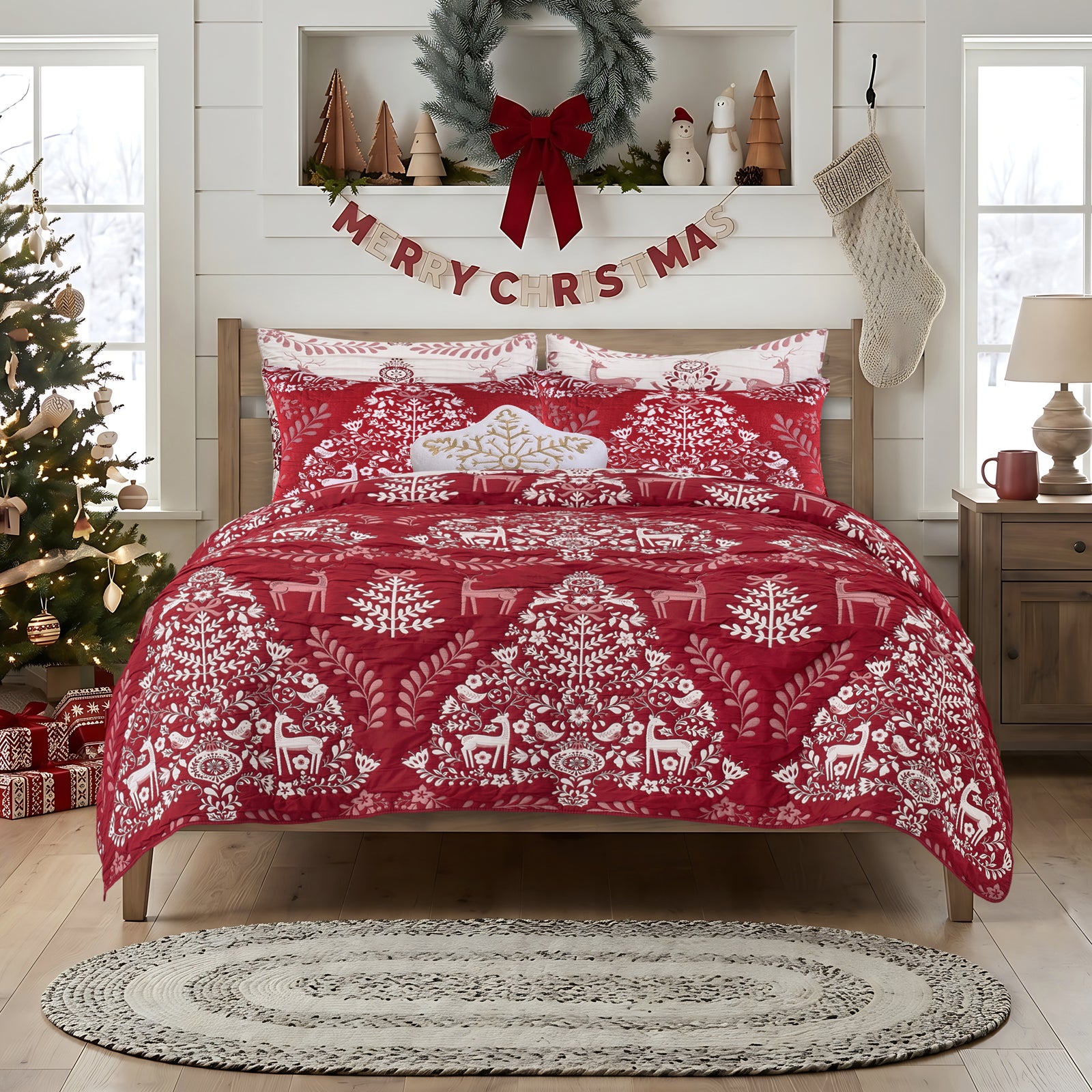 Noella Red Matelasse Coverlet Set