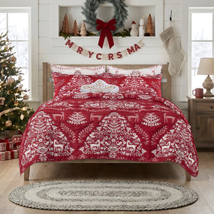 Noella Red Matelasse Coverlet Set