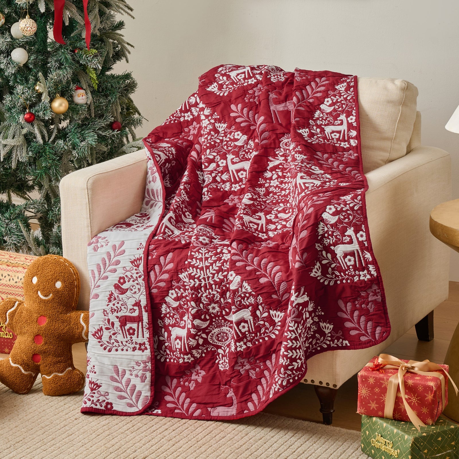 Noella Red Matelasse Throw