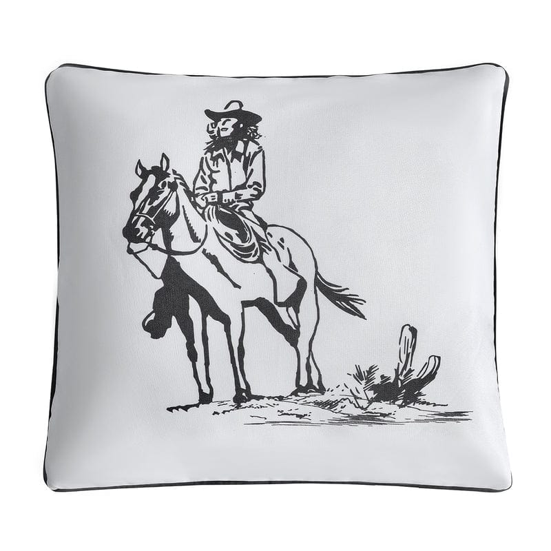 Ranch Life Cowgirl Indoor/ Outdoor Pillow- Black and White