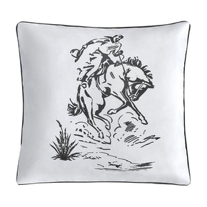 Ranch Life Bronc Rider Indoor/ Outdoor Pillow- Black and White