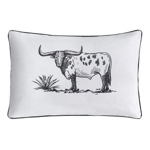 Ranch Life Steer Indoor/ Outdoor Pillow- Black and White