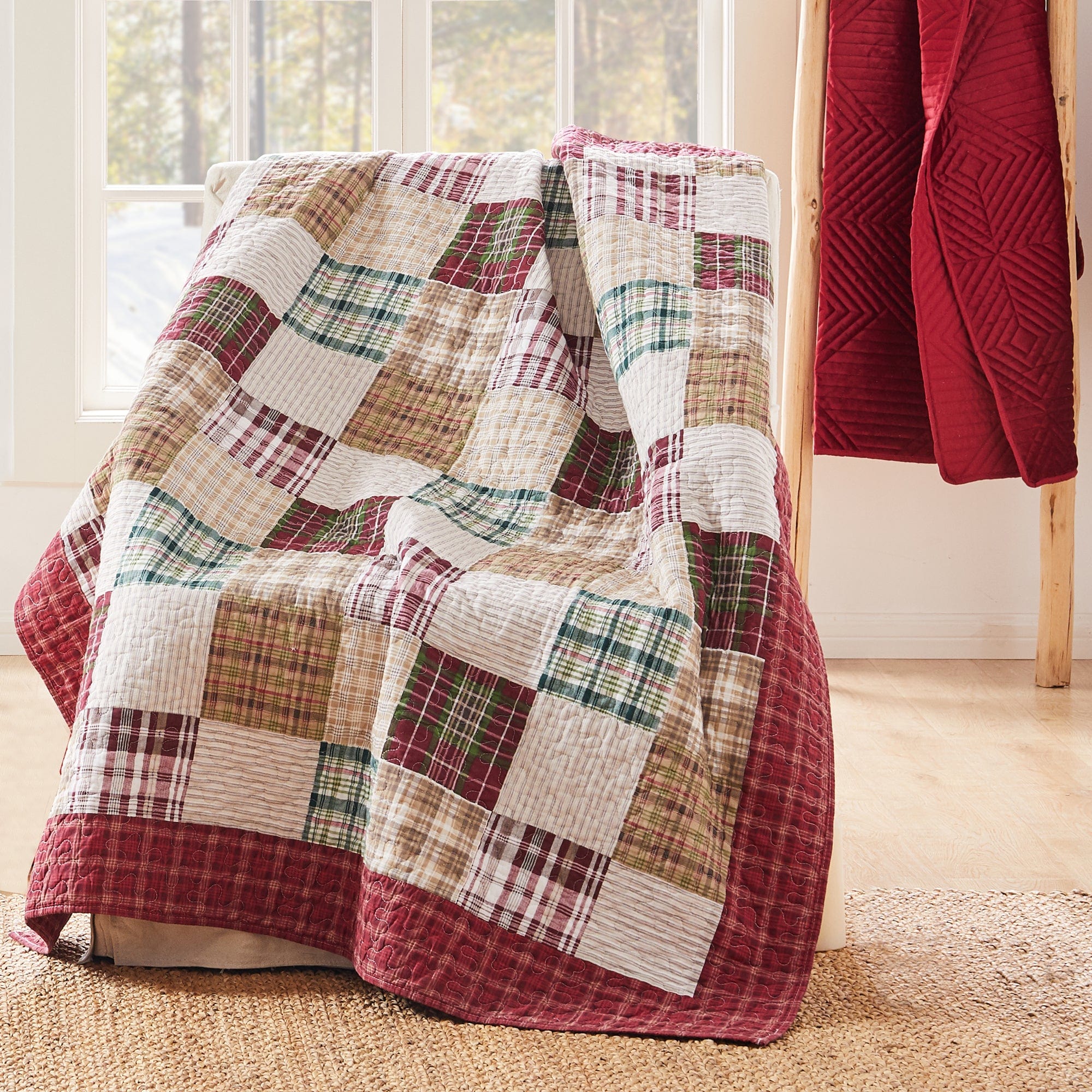 Oxford Red Quilted Throw