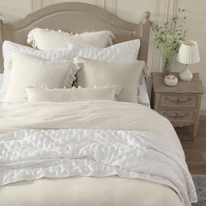Lily Ruffled Comforter Set / Duvet Cover Set- Light Tan