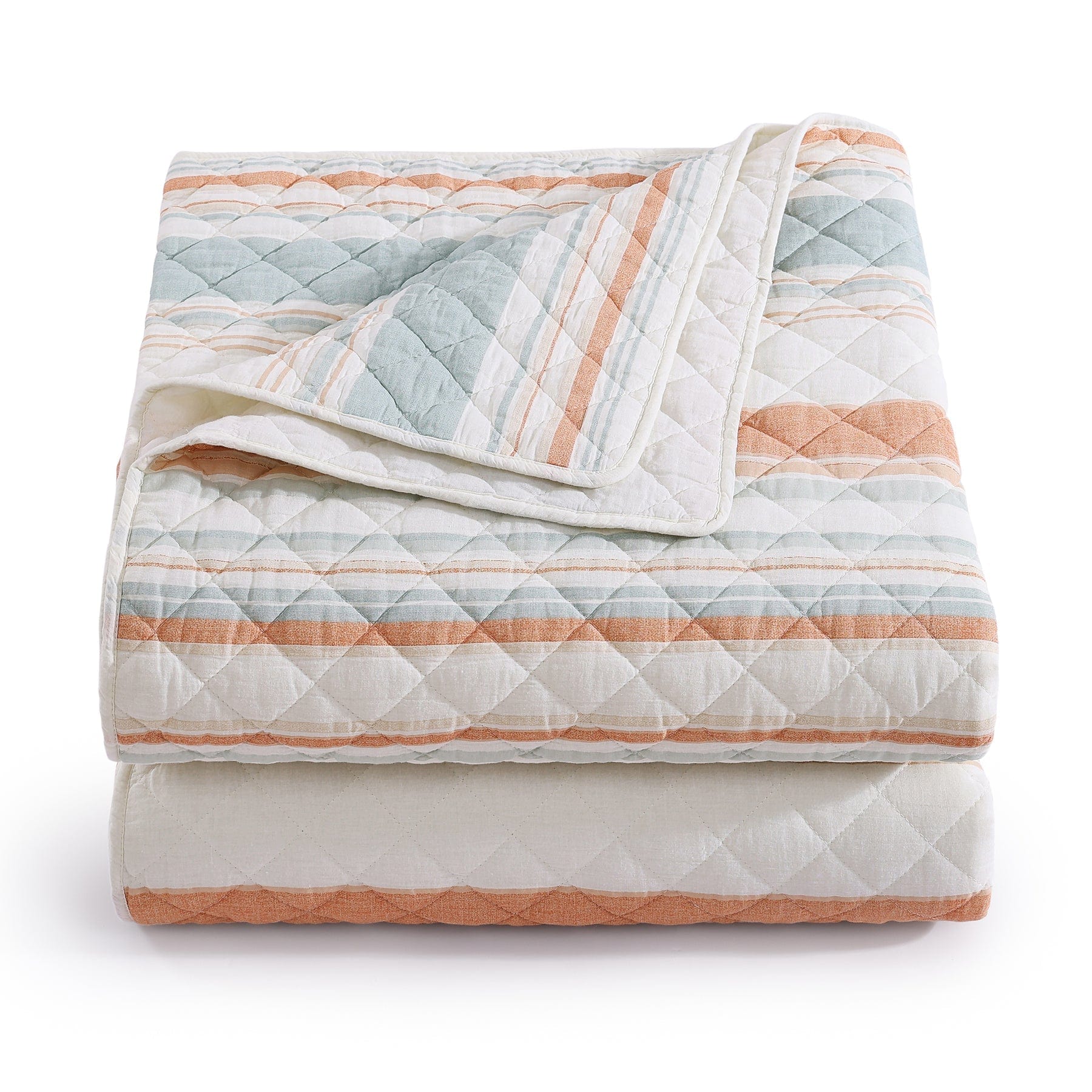 Mystic Cotton Gauze Quilt Set- Coral Stripe