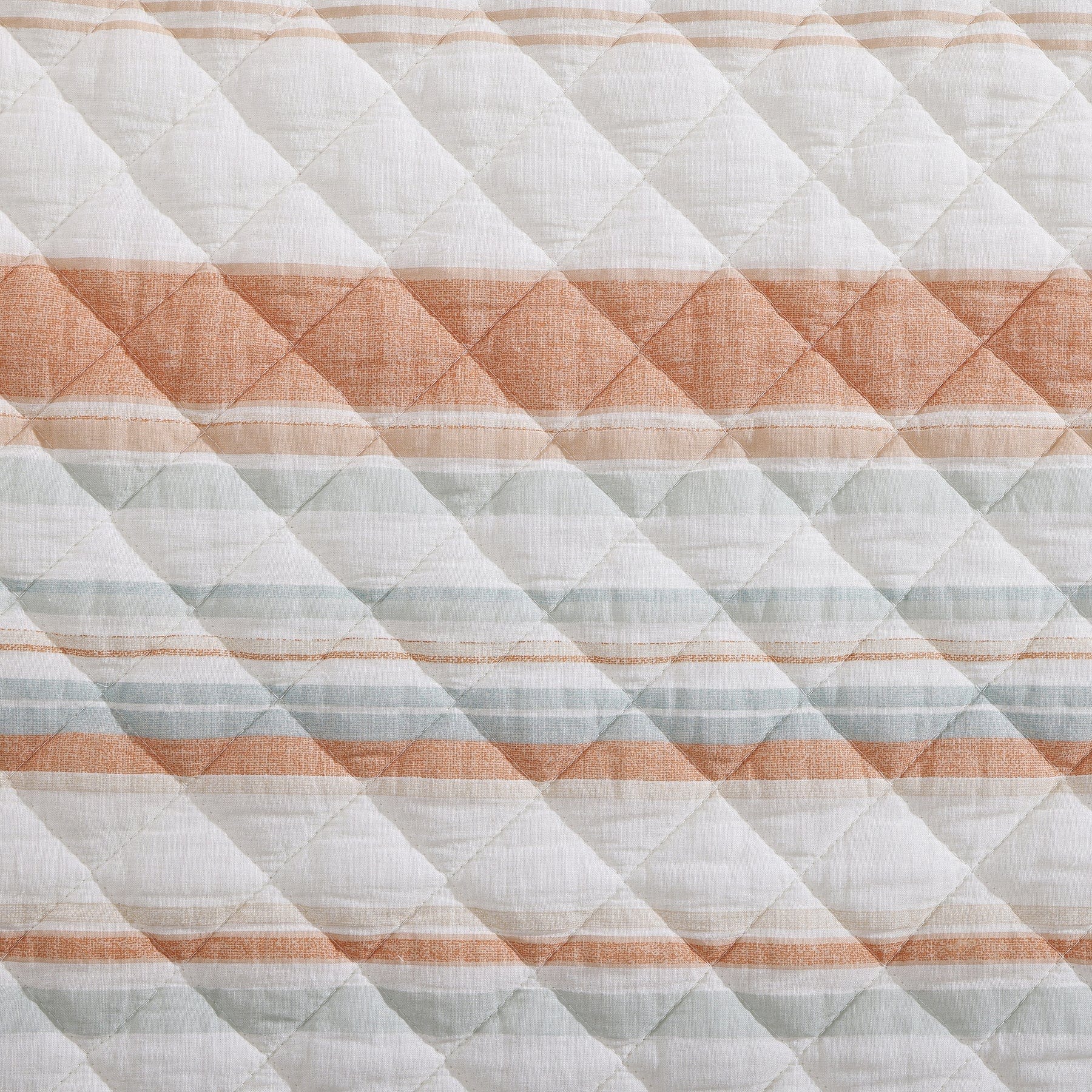 Mystic Cotton Gauze Quilt Set- Coral Stripe