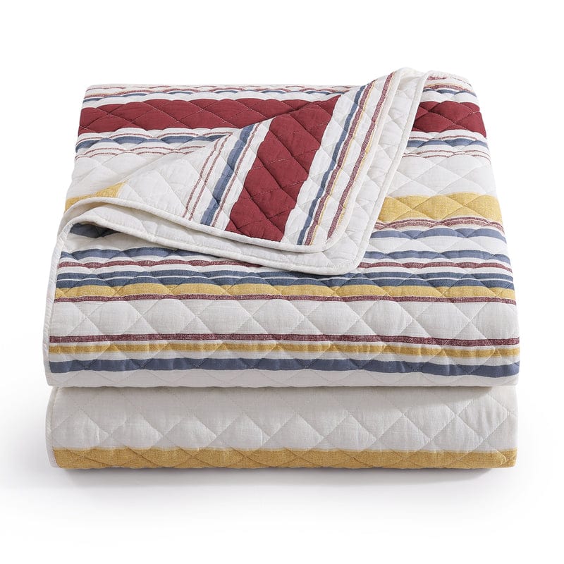 Mystic Cotton Gauze Quilt Set- Merlot Stripe