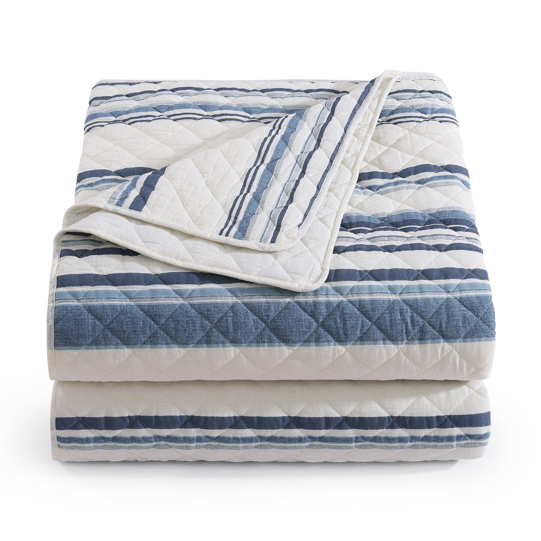 Mystic Cotton Gauze Quilt Set- Navy Stripe