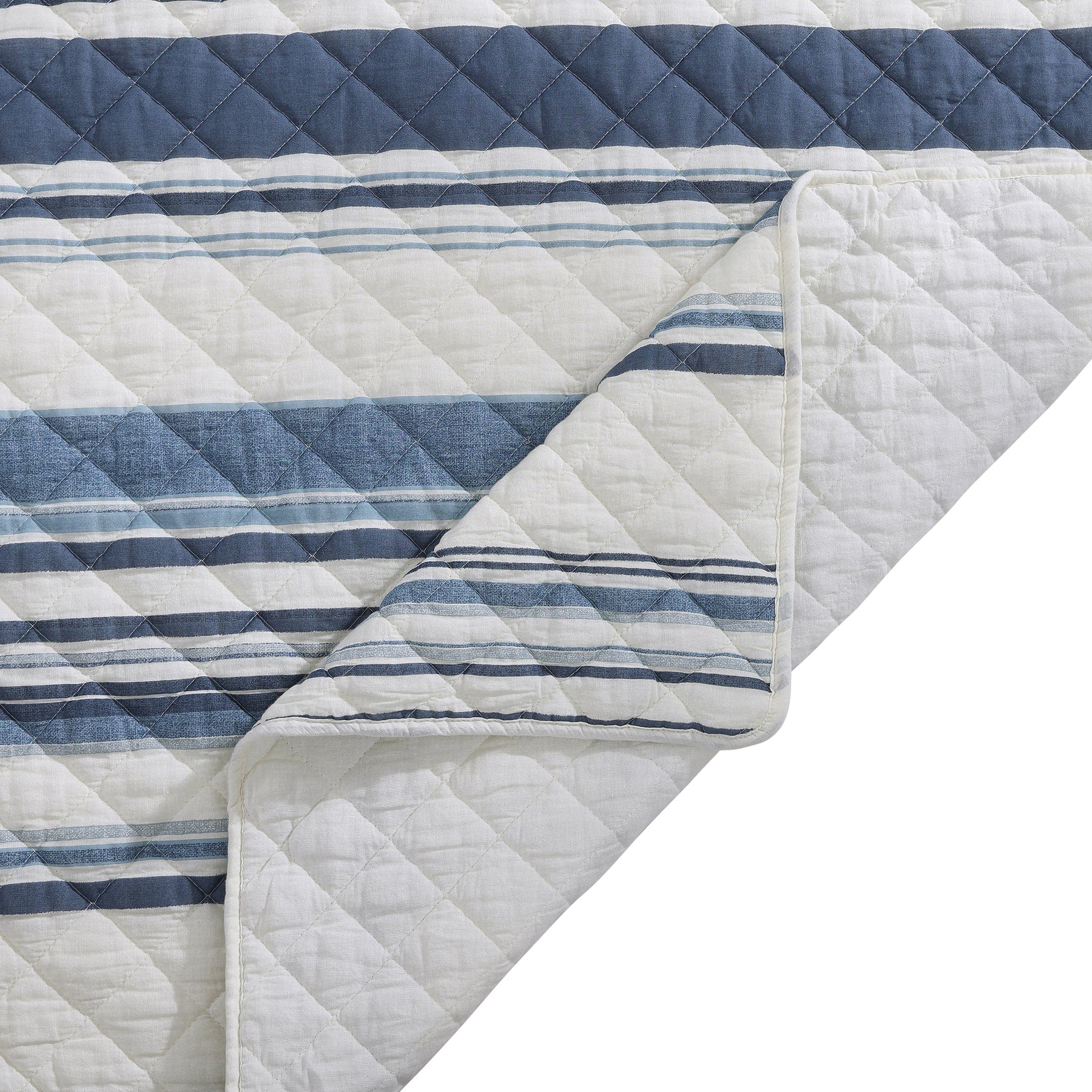 Mystic Cotton Gauze Quilt Set- Navy Stripe