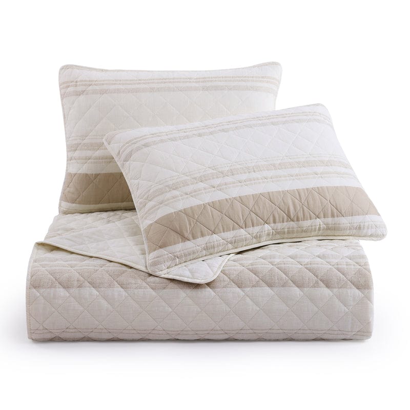 Mystic Cotton Gauze Quilt Set- Taupe Stripe