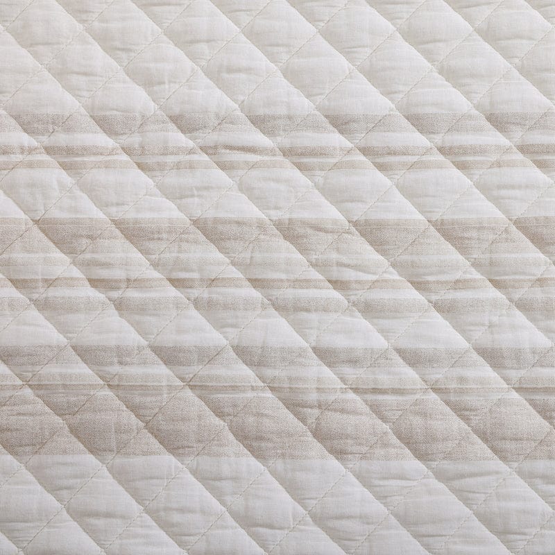 Mystic Cotton Gauze Quilt Set- Taupe Stripe