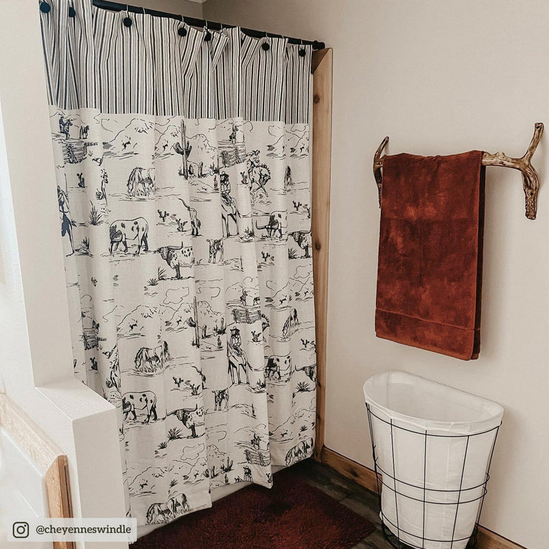 Ranch Life Shower Curtain- Black and White