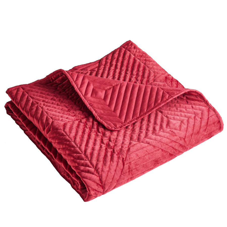 Riviera Red Velvet Quilted Throw