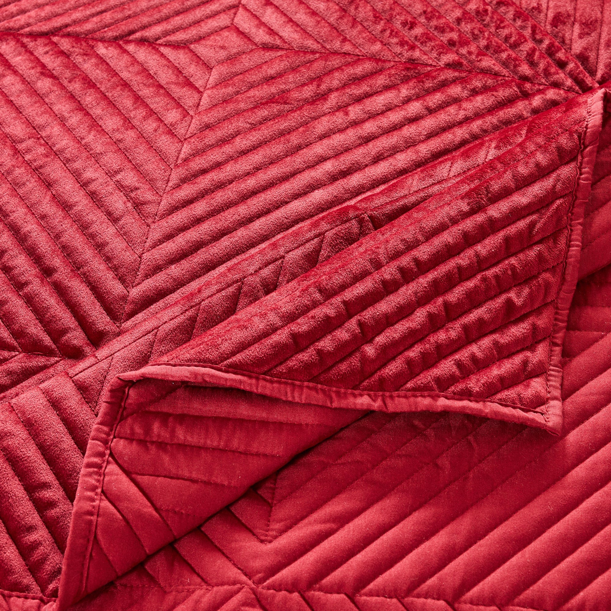 Riviera Red Velvet Quilted Throw