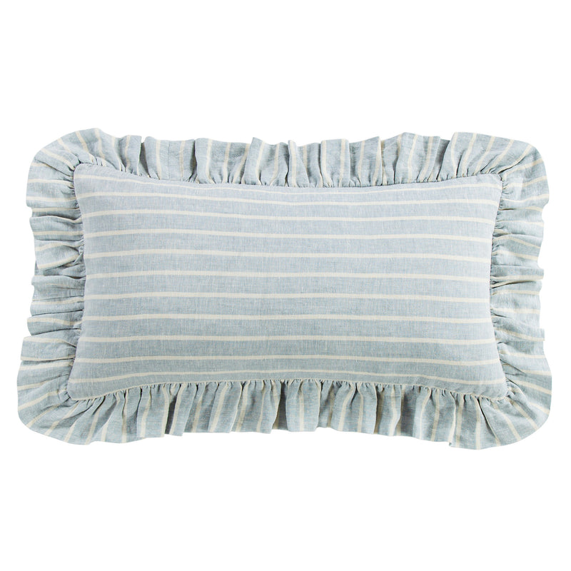 Larkspur Ruffled Linen Lumbar Pillow