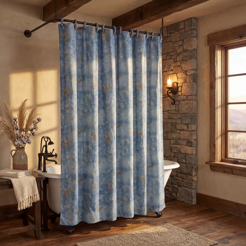 Lee Washed Denim Shower Curtain w/ Rings