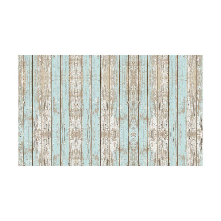 Vintage Blue Faux Wood Vinyl Floor Mat
