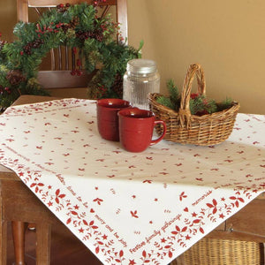 Christmas Time Ivory Tabletopper 36" x 36"
