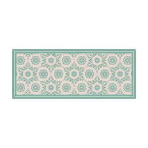 Turquoise Flower Vinyl Floor Mat
