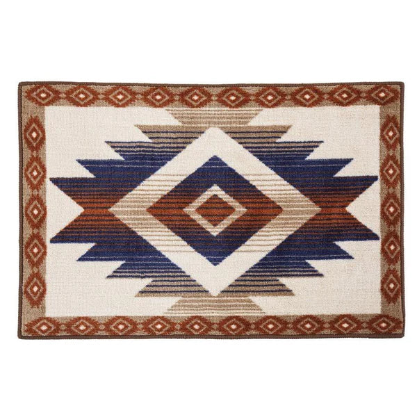 Aztec Blue and Terra Cotta Latex Backed Kitchen/ Bath Rug