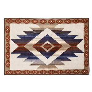 Aztec Blue and Terra Cotta Latex Backed Kitchen/ Bath Rug