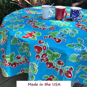 Blue Forever 68" Round Oilcloth Tablecloth