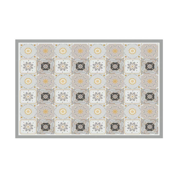Gray and Yellow Tile Vinyl Floor Mat