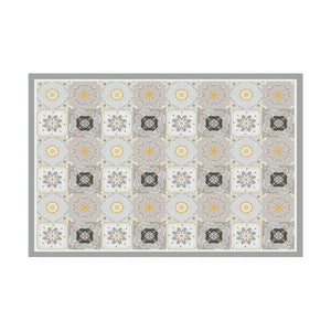 Gray and Yellow Tile Vinyl Floor Mat