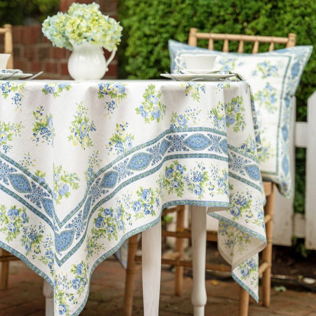 Estella Blue Tablecloth - Retro Barn Country Linens