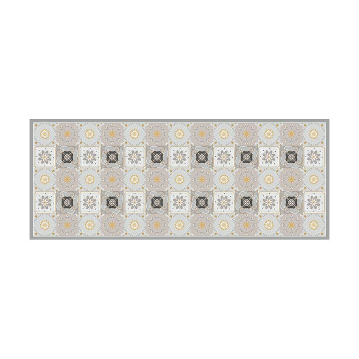 Gray and Yellow Tile Vinyl Floor Mat