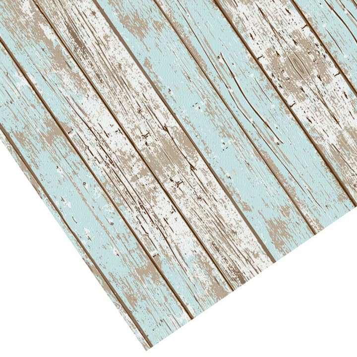 Vintage Blue Faux Wood Vinyl Floor Mat