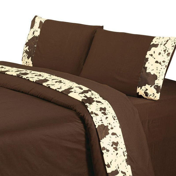Cowhide Chocolate Twin Sheet Set - Retro Barn Country Linens