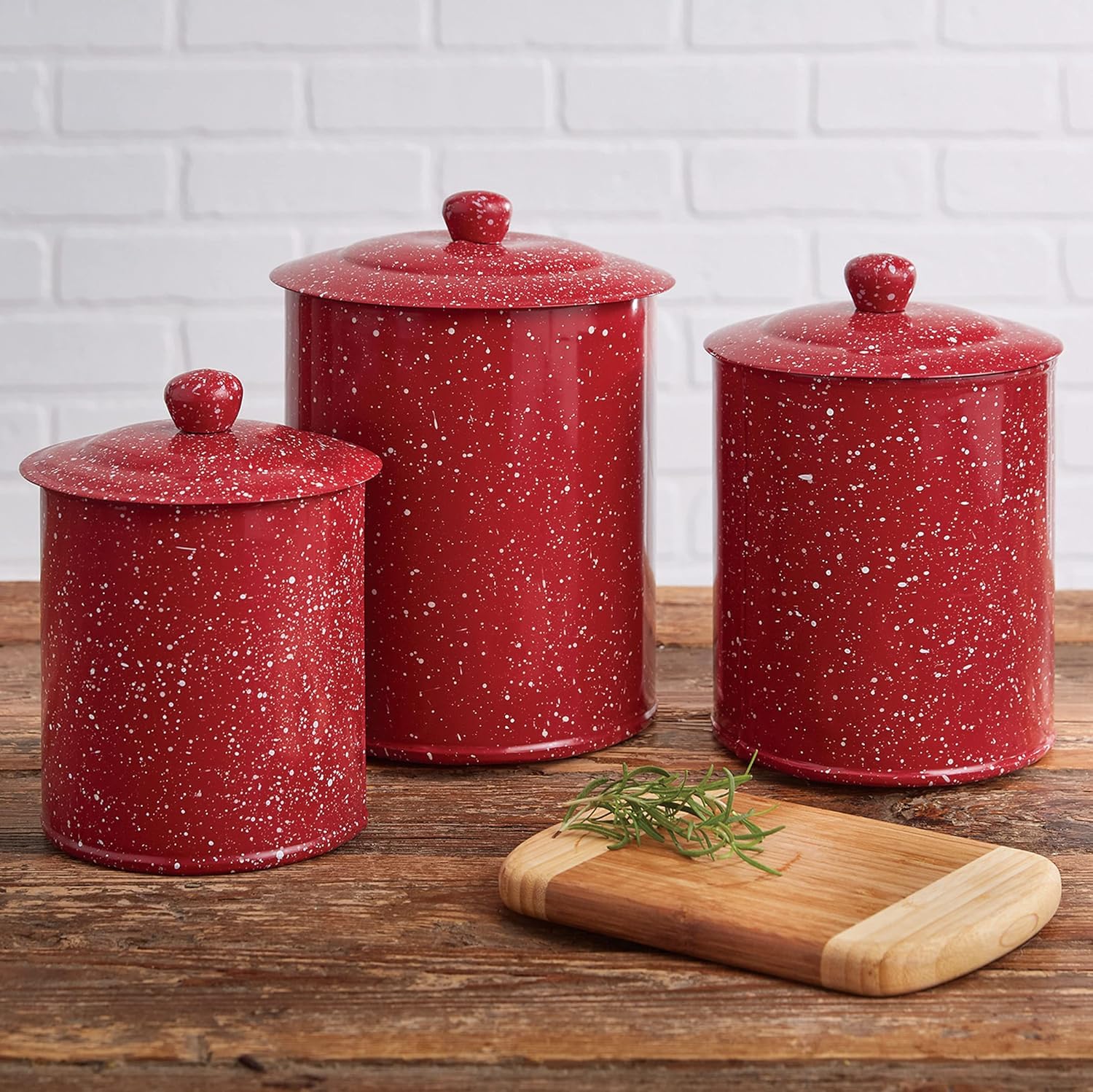 Enamelware Red Canister Set