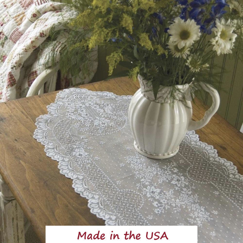 Floret White Lace Runner 72"