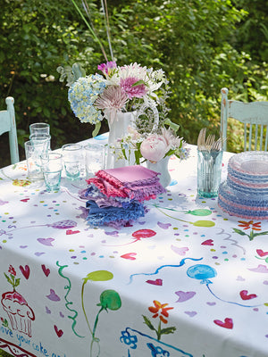 Happy Birthday Watercolor Tablecloth 53" x 53"