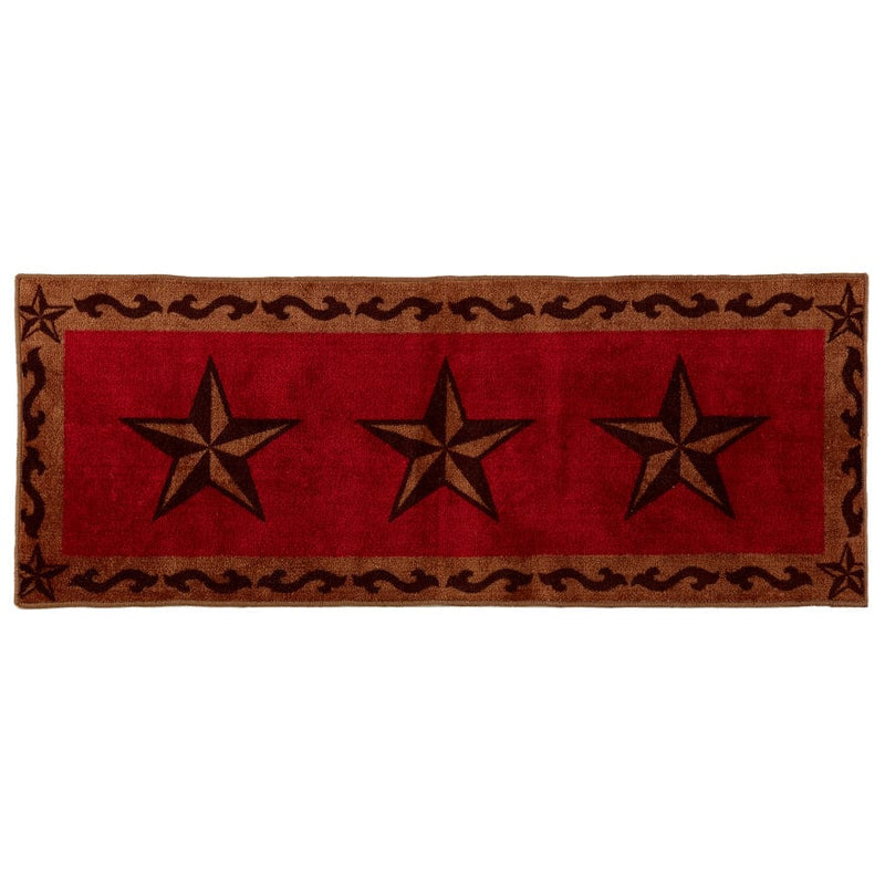 Red Star Scroll Latex Backed Kitchen/ Bath Runner Rug