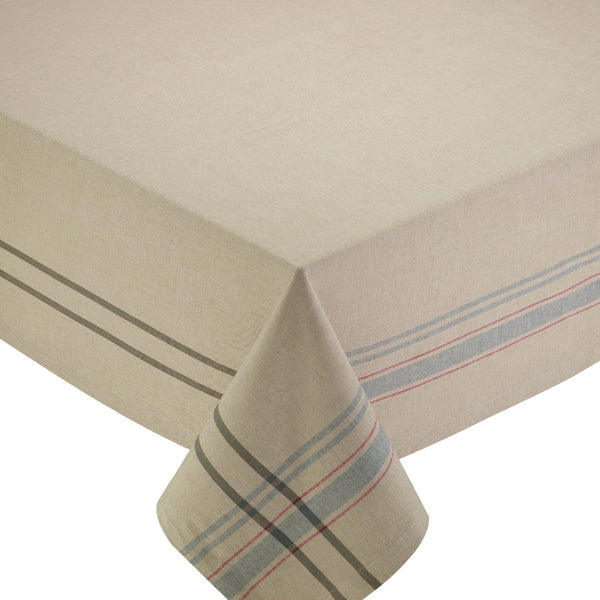 Natural French Stripe Tablecloth 60" x 104"