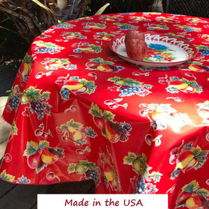 Pears and Apples 68" Round Oilcloth Tablecloth